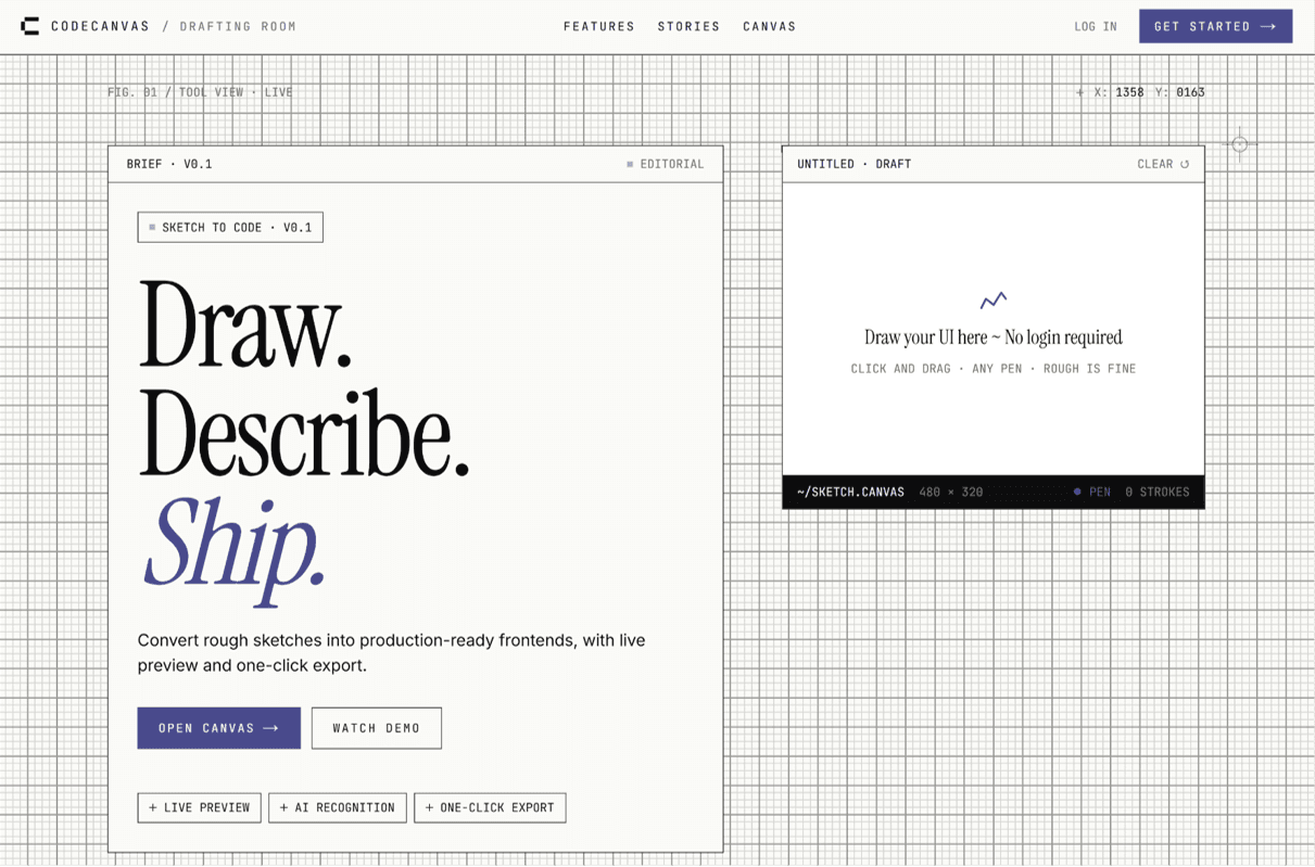 CodeCanvas interface preview